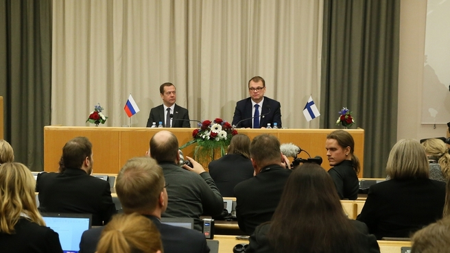 Совместная пресс-конференция Дмитрия Медведева и Премьер-министра Финляндии Юхи Сипили